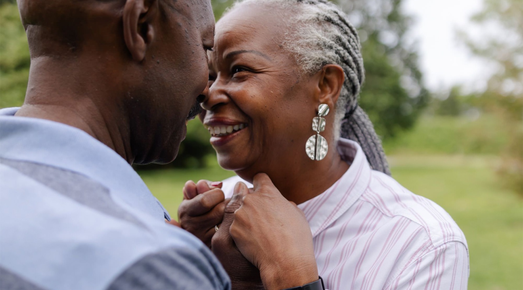 a man and woman embracing